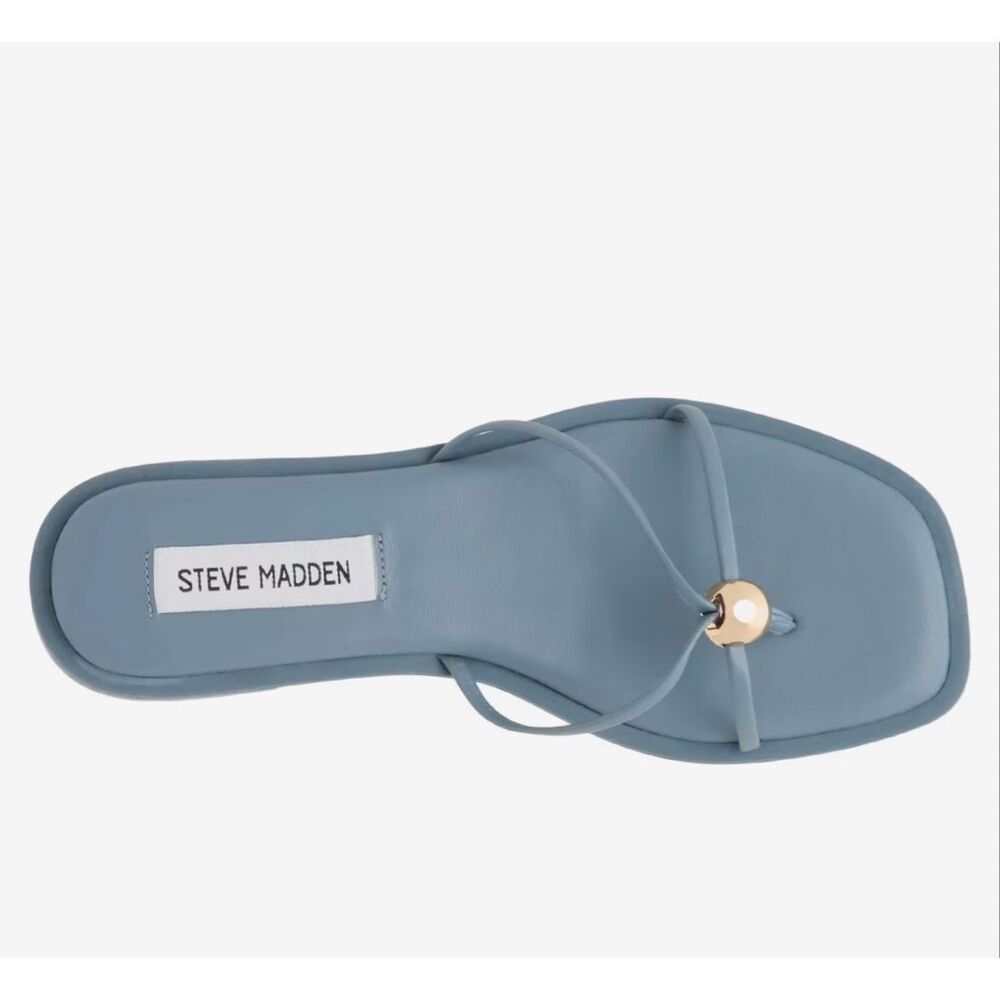 Steve Madden Bermuda blue slides with gold- size 9
